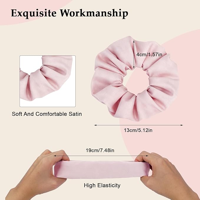 Satin Scrunchies for Women – 8PCS Blush & Brown Silk Hair Ties Set – No Crease, Frizz-Free, Gentle Elastic Hair Bands, Soft & Stylish Everyday Hair Accessories Gifts