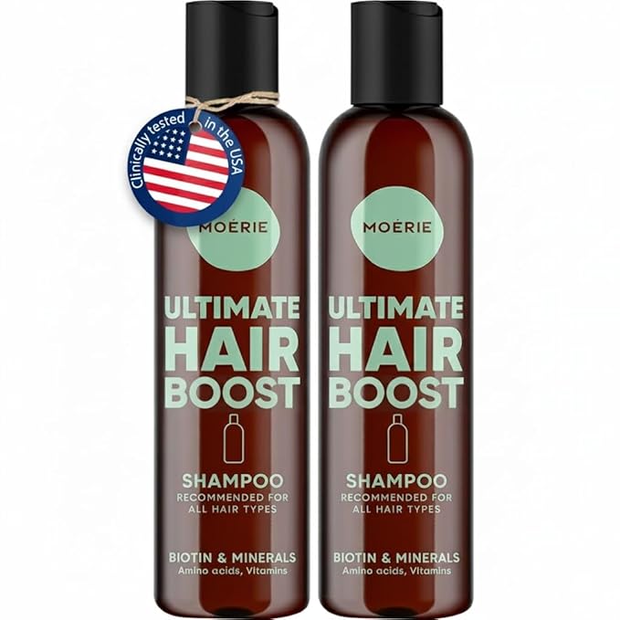 Moerie Ultimate Hair Growth Shampoo – For Longer, Thicker, Fuller Hair - Vegan Friendly Volumizing Hair Products – Paraben & Silicone Free – All Hair Types – Reverse Hair Loss – 8.45 fl oz, Double Set