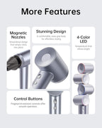 Laifen Swift Special Hair Dryer, High Speed 200M Ionic Blow Dryer with 110, 000 RPM Brushless Motor for Fast Drying, Low Noise, Hairdryer with Magnetic Nozzles