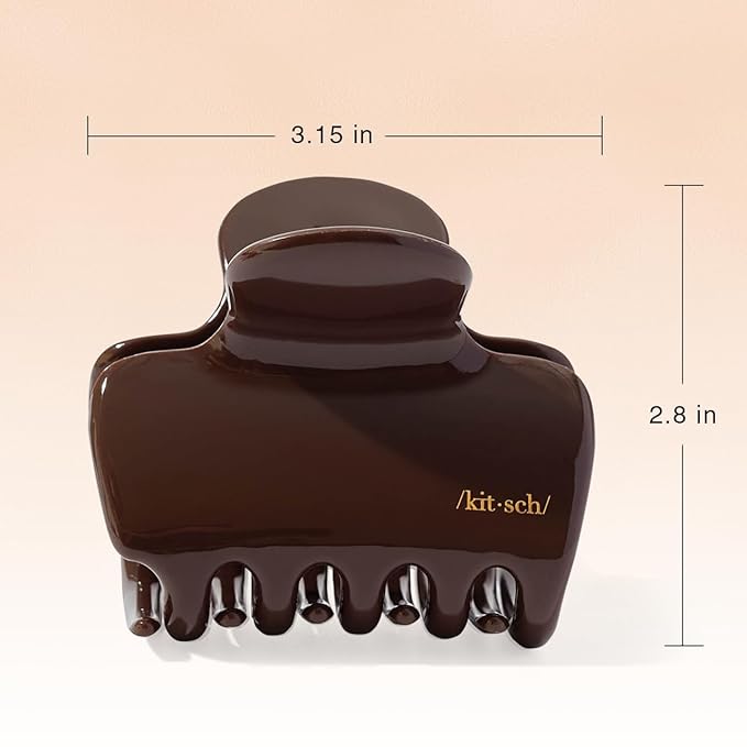 Kitsch Plastic Puffy Claw Clip for Women - 3.15 Inches Claw Clips for Full or Half Ponytail, Secure Hold for Thick Hair, Stylish Hair Accessories | Ideal Gifts for Women - Chocolate, 1pc