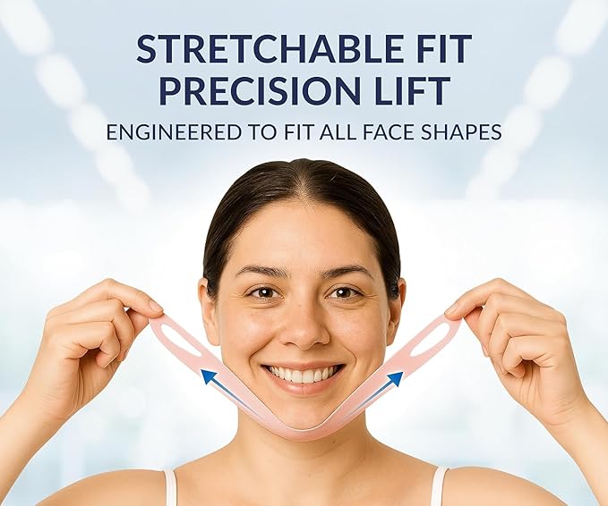 Stylia V Line Lifting Collagen Mask - Lift, Firm & Contour Jawline - Double Chin Reducer Strap with Hyaluronic Acid & Aloe - Neck Tightening and Lifting Mask - Jawline Shaper Face Lift Tape (2PC)