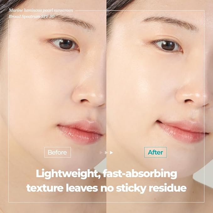 JMsolution Marine Luminous Pearl Sunscreen SPF50 Broad Spectrum UV Protection, Moisturizing & Lightweight, No White Cast, 1.69 fl oz