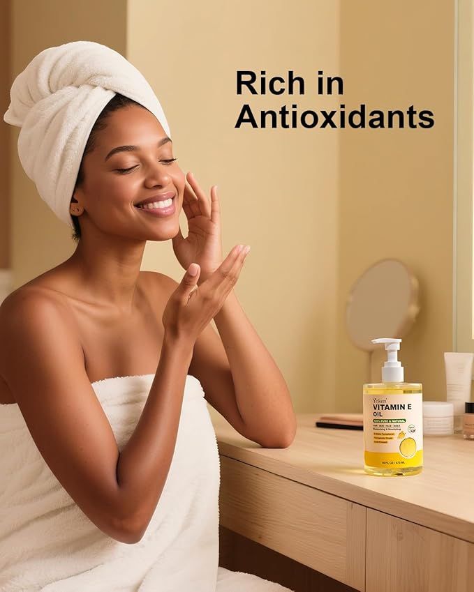 Vitamin E Oil 16 Fl Oz Organic Vitamina E Oil for Skin Bulk Vitamine oils for Face,Cold Pressed Hexane Free Formula Liquid Perfect Care Bath and Body oils