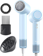 Hair Dryer with Comb & Diffuser Attachment for Curly Hair, PLUZZ 200M Negative Ionic Blow Dryer Brush, High-Speed Brushless Motor Hairdryer Fast, Portable Travel Hair Dryers Quiet, Women/Men/Kids