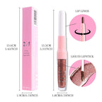 evpct Brown Bronze Metallic Glitter Lip Liner and Lipstick Combo Lip Gloss Stain Set Makeup for Women Long Lasting Waterproof 24, Hot Chocolate Metallic Shimmer Frosted Iridescent Liquid Lipstick 08