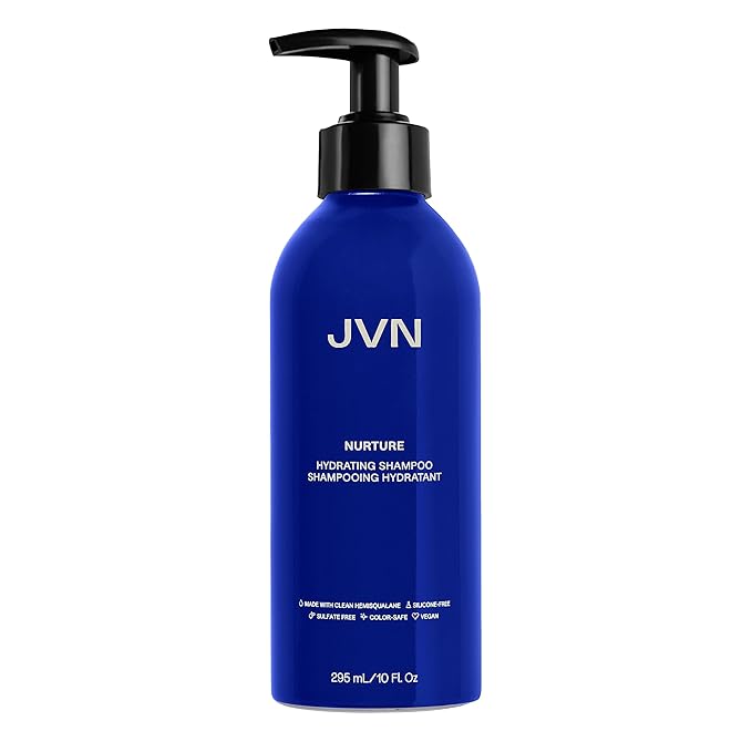 JVN Nurture Hydrating Shampoo, 10 Fl Oz, Detangles & Softens Hair, Moisture and Deeply Nourishing Shampoo, Color Safe Hair Care for Women and Men, Non-Toxic, Silicone and Sulfate Free