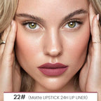 Kaely 2-in-1 Light Mauve Red Matte Lip Liner & Lipstick Combo Set Kit for Women, Magic Neutral Lipstick 24 Hours Original Lips Liner Pencil Stain Makeup Long Lasting Waterproof 22