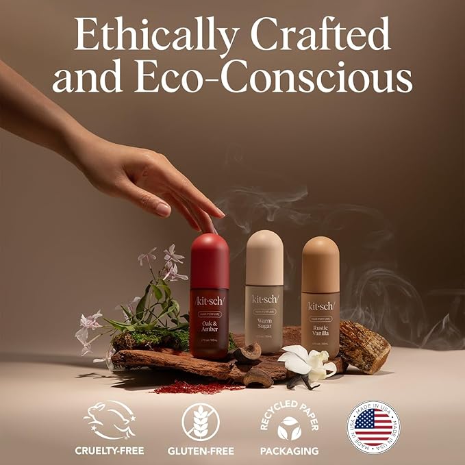 Kitsch Hair Perfume for Women - Oak & Amber | Clean, Deodorizing & Patented Odor-Eliminating Technology Hair Spray & Body Mist - Freshen Hair, Body & Pillows- Berries and Blooming Jasmine Scent - 50mL