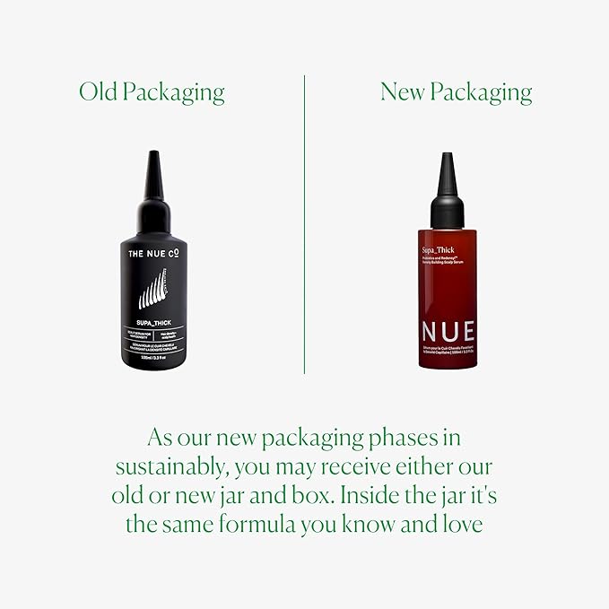 The Nue Co. Supa Thick Hair Serum - Lightweight Topical Hair Supplement for Growth & Reduced Shedding - Vegan Density Building Scalp Serum for All Hair Types | 4 oz (100 mL)
