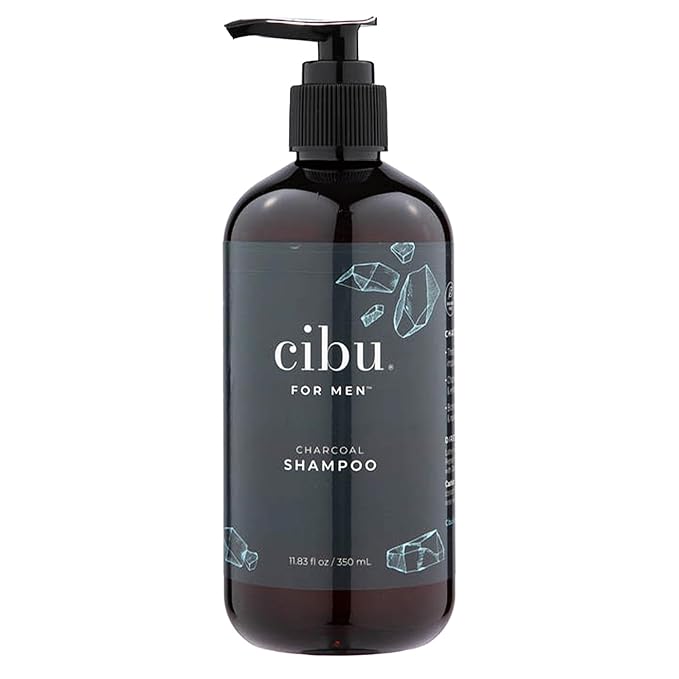 CIBU for Men Charcoal Shampoo - 12oz Deep Clean Shampoo for Healthier Hair & Scalp - Removes Dirt and Oil, Boosts Volume, Enhances Thickness, and Revitalizes Scalp