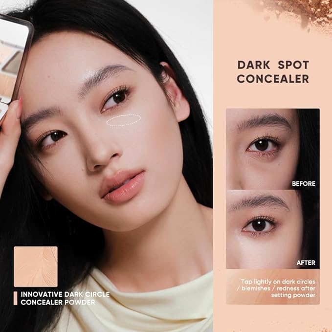 JUDYDOLL Highlight & Contour Palette, All-in-One Matte Highlighter Contour Compact, stocking stuffers, Blendable Makeup for Beginners, for All Skin Tones, Stocking Stuffers (05 Feather Glow Palette)