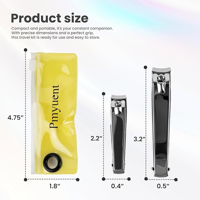 2 Piece Nail Clippers Set: Fingernail & Toenail Clippers Ergonomic Comfort for Men, Women