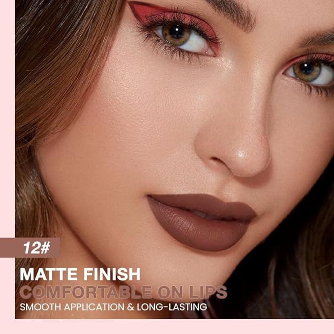 evpct Taupe Brown Matte Creamy Retractable Lip Liner Pencils for Shaping & Sculpting Lips, Lip Liner for Women Long Lasting Waterproof Rich Lip Colors Liner Crayon Lipstick delineador de labios 12