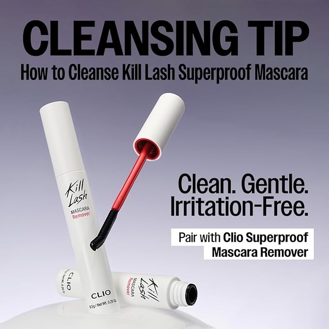 CLIO Kill Lash Superproof Mascara Fine, Waterproof Fixing Mascara, Natural Defining Look, Long-Lasting & Lengthening, Clump & Smudge-Free, for Sensitive Eyes, Korean Makeup Beauty (01 Vanilla Black)