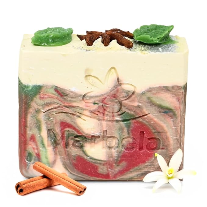 Marbela Cosmetics Holiday Harvest Handmade Soap Bar - Made in USA, Vegan Friendly, Palm Oil Free, Natural Bar Soap - Gentle Face & Body Soap for Daily Skin Care, Moisturizing & Nourishing - 3.5 oz