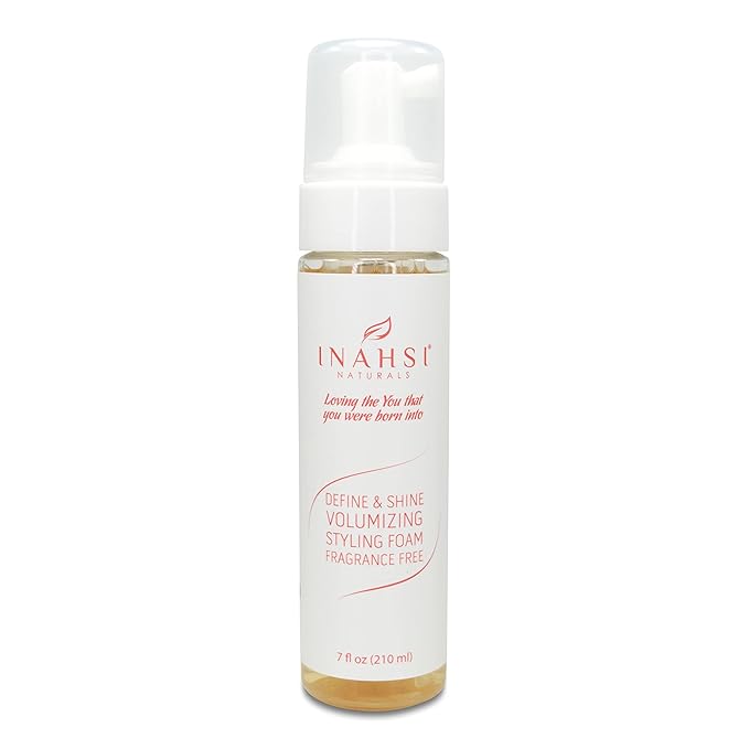 INAHSI Define & Shine Volumizing Styling Foam for Curly and Natural Hair | Fragrance-Free Hair Product for Women, Men, and Kids | For Naturally Curly Hair | 7.5oz, Made in the USA