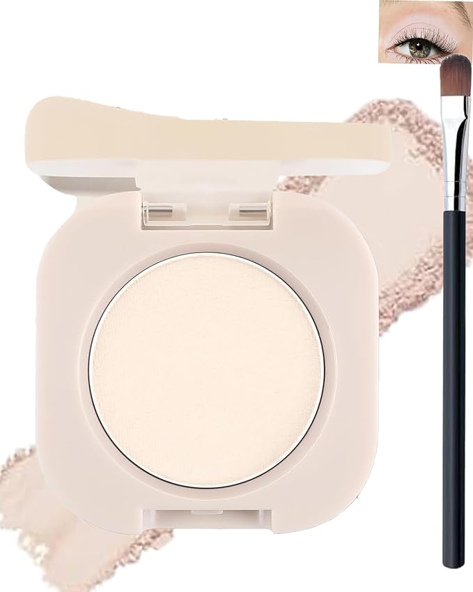 Single Matte Eyeshadow,Nude White Eye Shadow Palette Primer Base Hightlight Makeup,High Pigment Waterproof Pressed Eye Shadows Powder with Smooth Lightweight Blendable Formula for Daily Eye Look-01