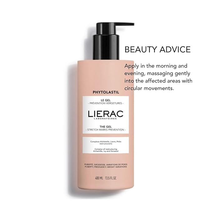 Lierac Phytolastil Pregnancy Stretch Mark Prevention Cream Gel - Hydrates, Stretch Mark Cream & Soothes Skin on Stomach, Belly, Bust & Buttocks, Non-Scented & Suitable for All Skin Types - 400ml