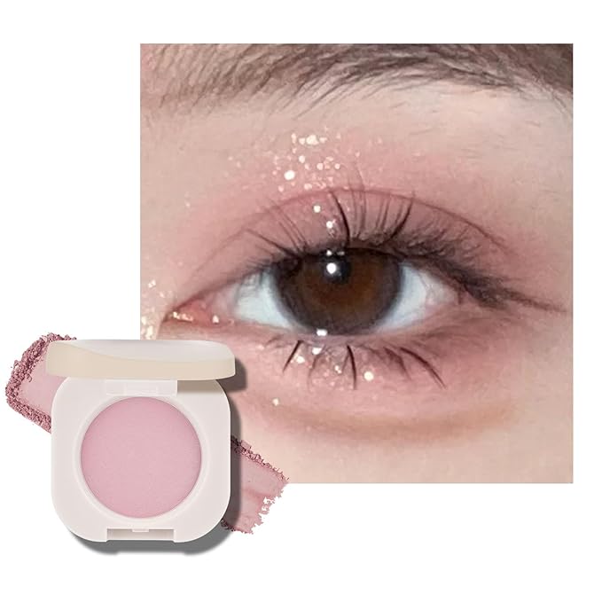 KYDA Single Matte Eyeshadow, Light Pink Purple Eyeshadow, Ultra-fine Lightweight Powder, Multiuse Blendable for Eye Shadow and Blush, Daily Matte Eyes Makeup, Half Pink