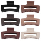 3.5 Inch Medium Hair Claw Clips 6 Pack Hair Clips for Women Square Rectangle Claw for Hair Banana Jaw Clips Hair Accessories for Girls -Brown Scarlet