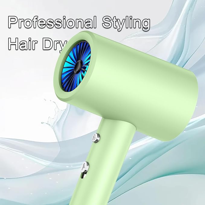 110V Hotel Wall Mounted Hair Dryer for Bathroom（with Night Light） Professional Styling HairDryer for Salon【Blue Light Negative Ions】 Fast Drying Restroom Blow Dryer，Matte Texture - Emerald Green