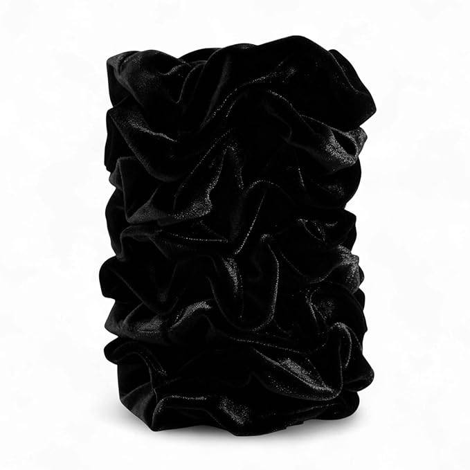 Velvet Scrunchies for Women – 8PCS Black Large Hair Ties – No Crease, Frizz-Free, Soft & Gentle Elastic Hair Bands for Fine, Short, or Everyday Hair, Stylish Hair Accessories Gifts