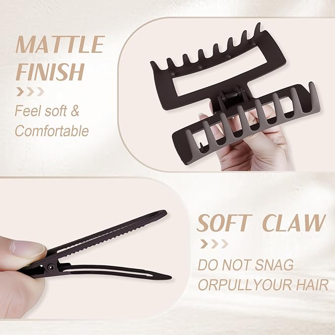 TOCESS 36-Piece Hair Accessories Set: Large Neutral Claw Clips, Hair Ties Damage No & Styling Duck Bill Clips Alligator, Designed for Women and Girls with Thick Hair, Ideal for Ponytails and Braids.