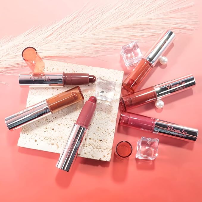 evpct 6Pcs Matte Lip Crayon Bar Set, Maroon Plum Purple Nude Brown Brownish Red Rose Orange Matte Lipsticks, Long Lasting Waterproof Lips Stick for Women, Creamy Smooth High Pigment Velvet Lipstick