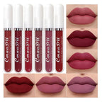 evpct 6Pcs Lipstick Matte Liquid Lipstick Lipgloss Set for Women, Dark Plum Wine Rose Mauve Red Nude Pink labiales mate 24 horas originales matte larga duracion 24 Hour Lipstick A-02