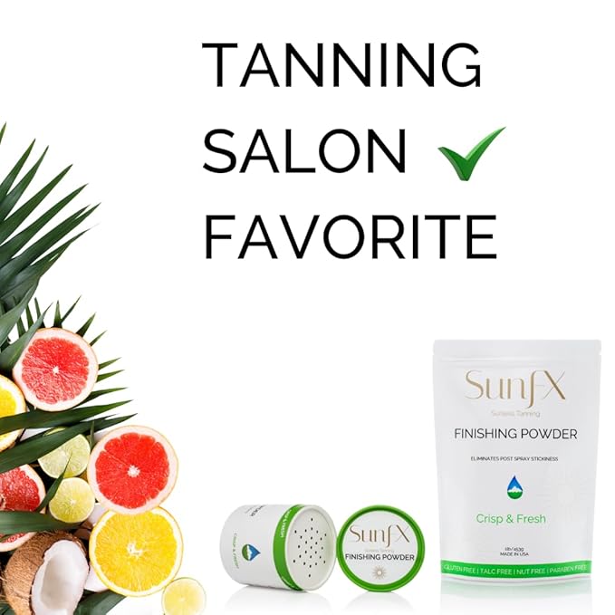 SunFX Post Spray Tan Translucent Finishing Powder | Talc Free | Sunless Tanning Setting Powder | Shimmer | Crisp & Fresh - 1lb