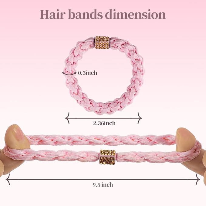 Braided Hair Ties with Crystal Accent, Hair Ties No Damage, 10PCS Ponytail Holders, Elastic Hair Tie for Women Girls's Hair