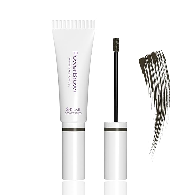 Rumi Cosmetiques PowerBrow+ Tinted Eyebrow Gel For Mature Women - Defines, Fills, Thickens Brows - 2-in-1 Formula - Natural Color, Quick Fixing, Long-Lasting - Hypoallergenic - Dark Brown (Espresso)