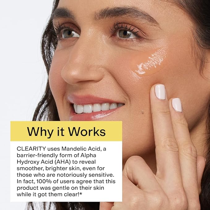 CLEARSTEM - CLEARITY The Blackhead Dissolver Mandelic Acid Serum - Vitamin C, Turmeric, Collagen Boost - All Skin Types - Facial Skin Care Products - Gluten Free, Cruelty Free - 1 fl oz / 29ml