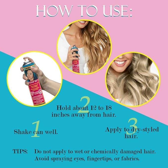 Jerome Russell Light Blonde Temporary Hair Color Spray - Intense Fast-Drying, Non-Sticky Travel Size Hair Dye for Instant Vivid Color, 2.2 oz