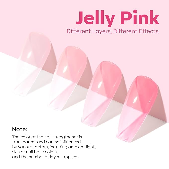modelones Nail Strengthener Sheer Pink Nail Polish Nail Hardener Extra Strong and Growth Natural Nail Ridge Filler Nail Strengthener for Damaged Nails Repair Gifts for Women 15ml
