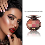 6 Colors Shimmer Eyeshadow Palette with Mirror, Neutral Nude Eye Shadow Matte & Glitter Shades Highly Pigmented Blendable Waterproof Long-Lasting Natural Smokey Eye Makeup Palette for Women 8#