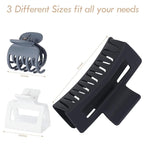 3 Style Claw Hair Clips Set for Women - 9 pcs Medium Rectangle Clips for Thick Hair, Square Clips for Thin Hair - Grey