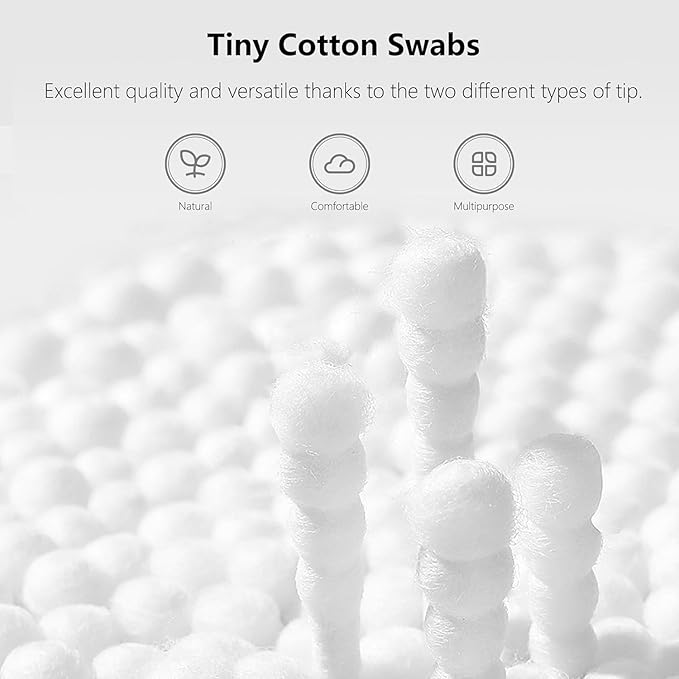 2500pcs Tiny Cotton Buds, with Round & Spiral, Suitable for Baby Ear Nose Clean,Cosmetics,Personal Hygiene