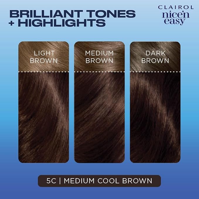 Clairol Nice'n Easy Permanent Hair Dye, 5C Medium Cool Brown Hair Color, Pack of 1