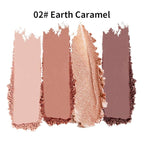 4-Color Eyeshadow Palette, Matte & Shimmer Neutrals, Highly Pigmented & Blendable, Everyday Natural Makeup, Travel-Friendly Compact, Warm Caramel Brown
