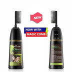 SkinSmart 360® No-Stain Hair Dye Shampoo – Full Gray Coverage for Men & Women, 3-in-1 Color + Cleanse + Condition, Natural Ingredients, Easy No-Mix Formula, 200 mL (Dark Brown + Magic Comb)