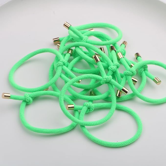 14PCS Hair Tie Elastics Knotted Hair Ties Ponytail Holders for Women Girls Elastic Hair Rubber Bands for Thin Thick Wavy Curly Straight Long Hair (Neon Green)