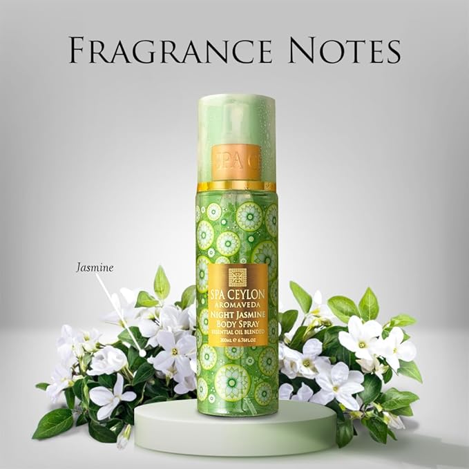 SPA CEYLON Night Jasmine Body Spray, Enchanting Women's Fragrance Mist with Essential Oil, Romantic All-Day Scent, 200 ml