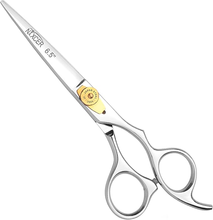 Hair Cutting Scissors -Sharp Razor Edge Blade Hair Shears Series - 6.5" With Fine Adjustment – Stainless Steel Hair Scissors Professional For Men, Women & Babies (Silver)