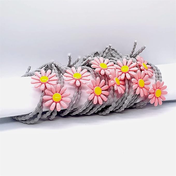 5pairs/Lot Sweet Hair Band Girl Hair Ties Hair Accessoires Small Sun Flower Design Rubber Band Perfect for Hair Style (Gray Tie)