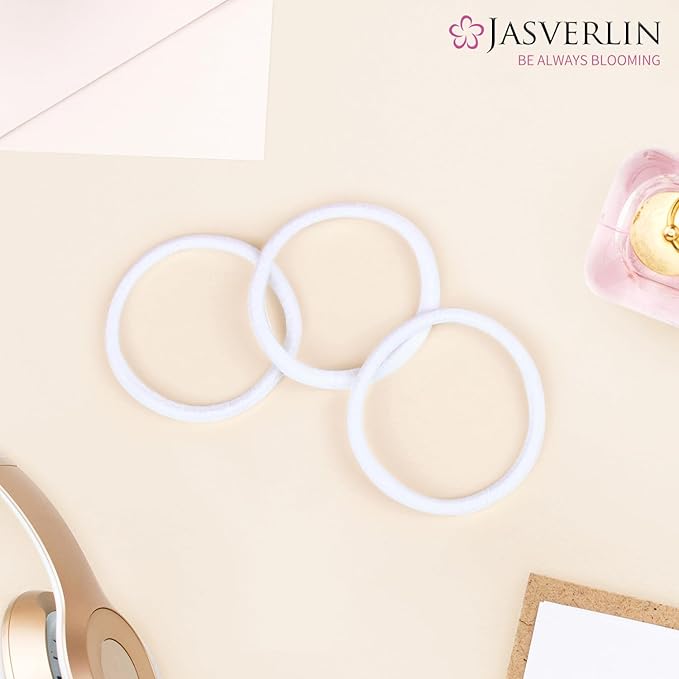 White Thick Hair Ties 5mm Large Ponytail Holders for Women Girls Men Curly Texture Rubber Bands Durable Stretchy Nylon Hair Elastics for Braids 48 Count