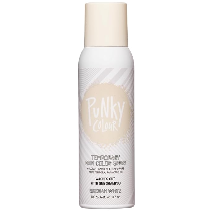 Punky Temporary Hair Color Spray – Siberian White, Instant Vivid Temporary Hair Dye for Women, Wash Out, Hair-Color Spray, 3.5 oz