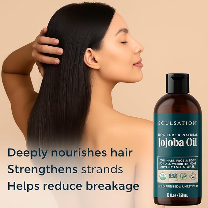 Organic Jojoba Oil for Skin, Hair & Face (8oz) | 100% Pure, Natural Cold Pressed - Hydrating Carrier Oil Hexane Free