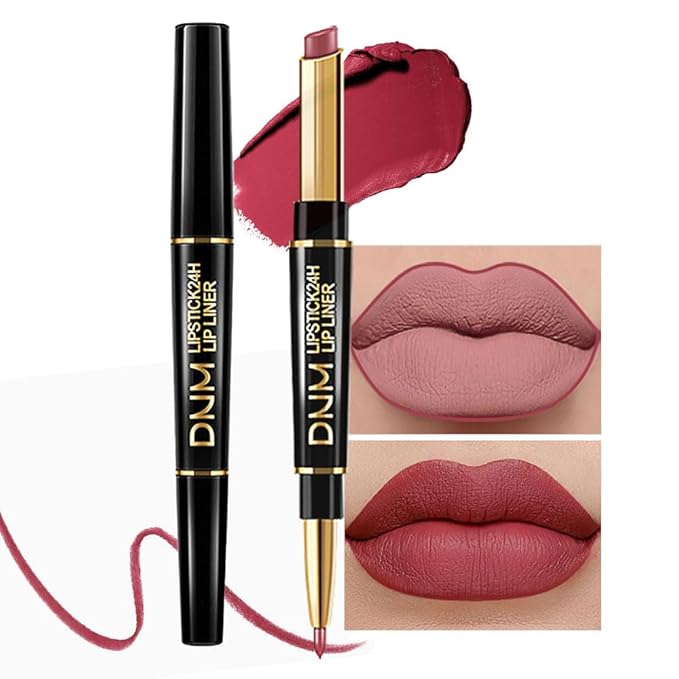 Kaely 2-in-1 Mauve Red Lip Liner & Lipstick Set Kit for Women, Matte Lips Kit with Lip Liner Lip Stains Long Lasting Waterproof 24 Hour Lipstick and Lip Liners Combo Lipliners Pencil Set 13