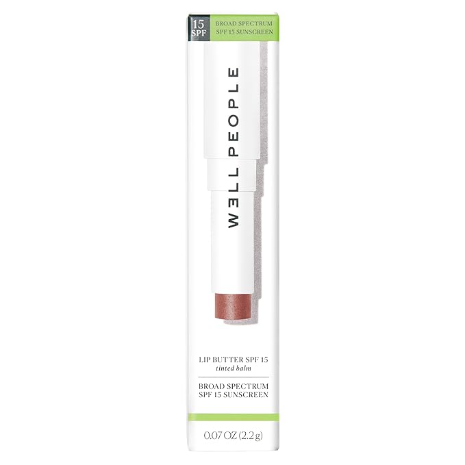 Well People Lip Butter SPF 15 Tinted Balm, Hydrating Lip Balm For Sun Protection & A Hint Of Color, Infused With Non-Micronized Zinc Oxide, Vegan & Cruelty-free, Afterglow
